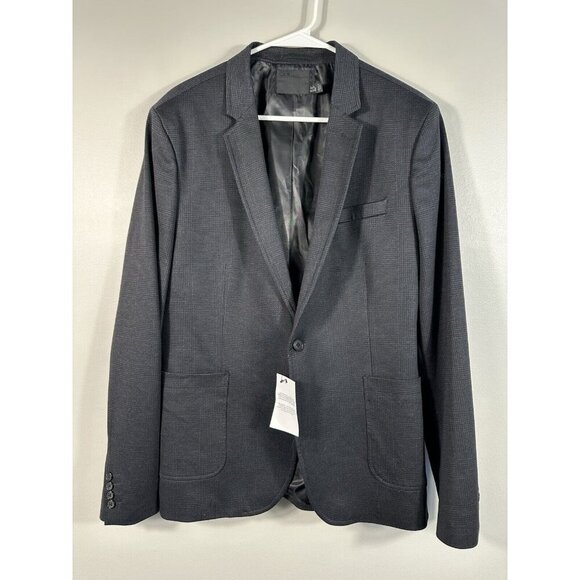 ASOS Blazer Mens 42 Black Glen Plaid Stretch‎ Sport Coat NEW - Picture 1 of 15